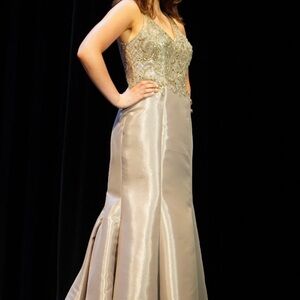 Silver Mermaid Gown with Train, Size 6 Women’s, Worn Once